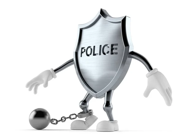 Police Badge Character Prison Ball Isolated White Background Illustration — Stock Photo, Image