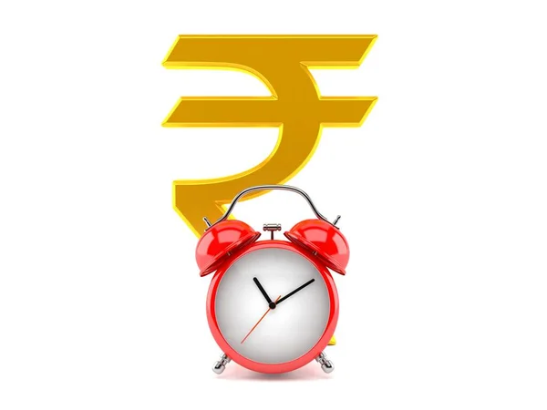 Rupia Símbolo Moneda Con Despertador — Foto de Stock