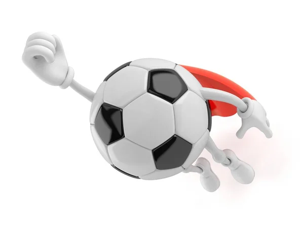 Soccer Ball Character Flying Hero Cape Isolated White Background Illustration — Stock Photo, Image