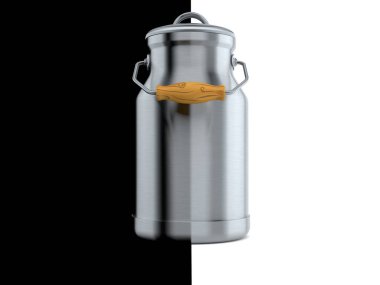 Siyah beyaz arka planda süt kutusu. 3d illüstrasyon