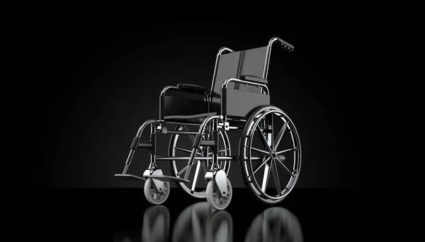 黒を背景に車椅子 3Dイラスト — ストック写真