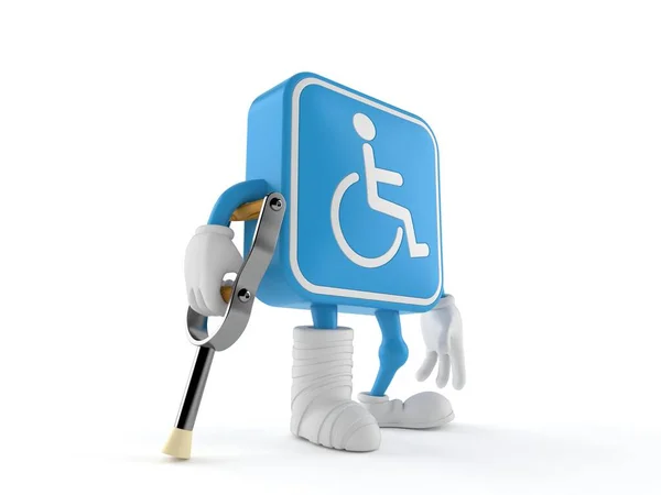 Personaje Discapacitado Con Pierna Rota Aislada Sobre Fondo Blanco Ilustración —  Fotos de Stock