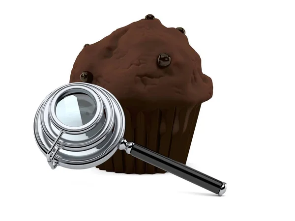 Muffin Magnifying Glass — Stock Photo, Image