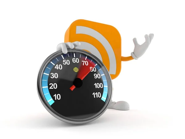 Rss Icon Character Speed Meter Isolated White Background Illustration — Stock Photo, Image