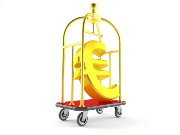 Euro Měna Hotelovým Zavazadlovým Vozíkem Izolované Bílém Pozadí Ilustrace — Stock fotografie