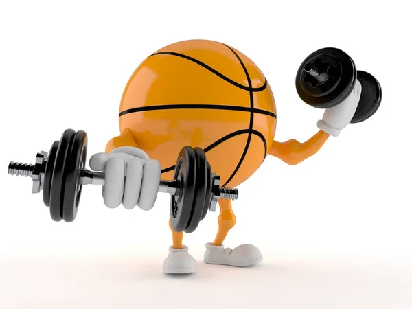 Basketballkarakter Med Dumbjeller Isolert Hvit Bakgrunn Illustrasjon – stockfoto