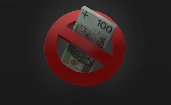 Lengyel Valuta Tiltott Szimbólummal Szürke Háttérrel Illusztráció — Stock Fotó