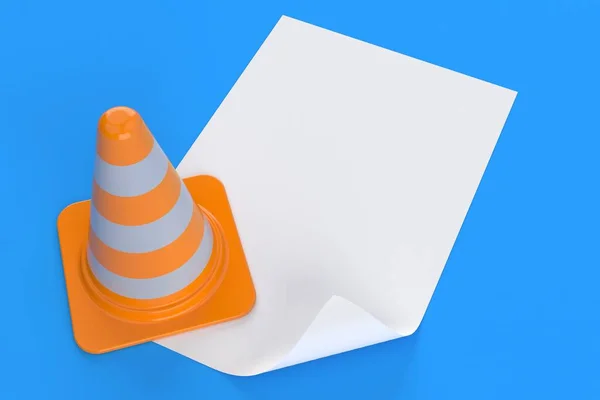 Traffic Cone Blank Sheet Paper — Stock Photo, Image