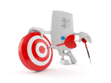 Hamilelik testi karakteri beyaz arka planda izole edildi. 3d illüstrasyon