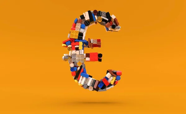 Cegły Symbolu Waluty Euro Izolowane Żółtym Tle Ilustracja — Zdjęcie stockowe