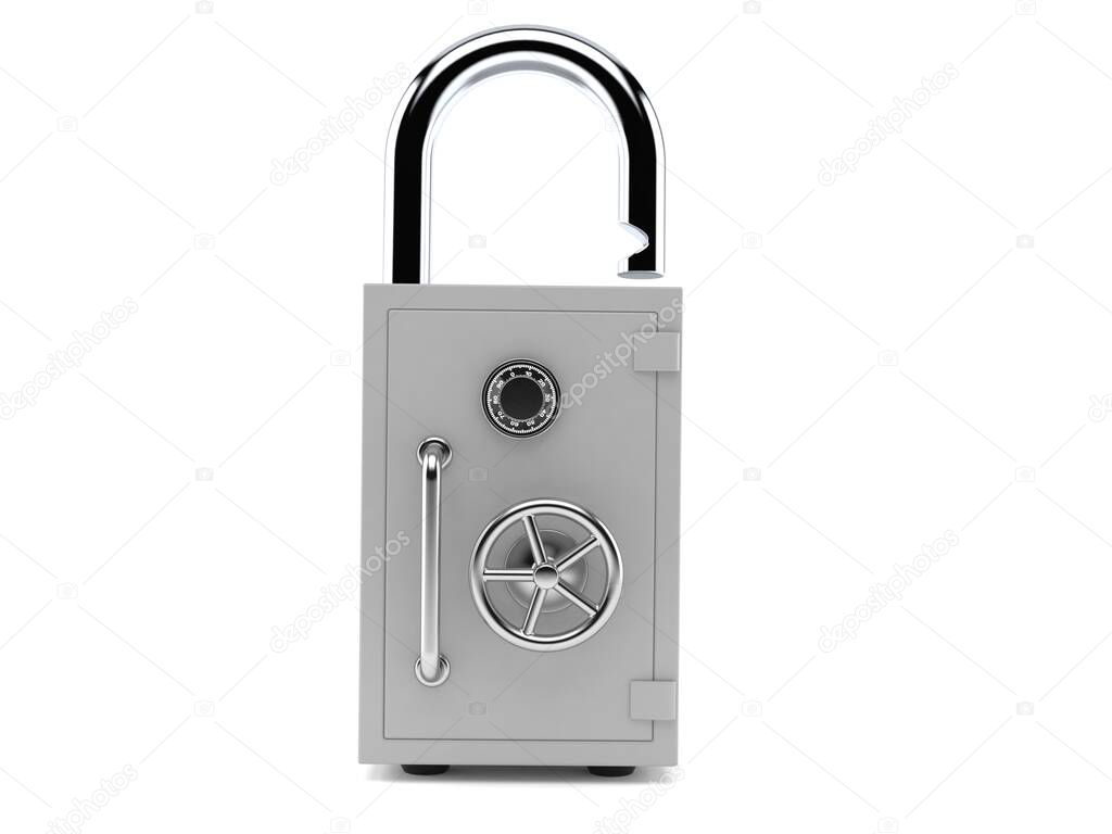 Safe padlock isolated on white background. 3d illustration