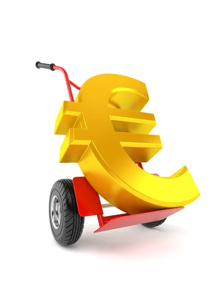 Euro Valuta Con Autocarro Mano Isolato Sfondo Bianco Illustrazione — Foto Stock