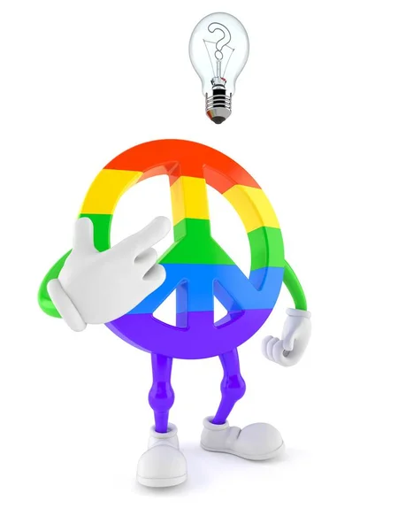 Personagem Símbolo Paz Ter Uma Ideia Isolada Fundo Branco Ilustração — Fotografia de Stock