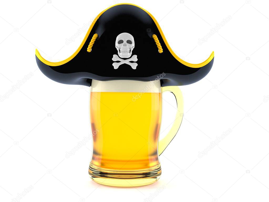 Glass of beer with pirate hat