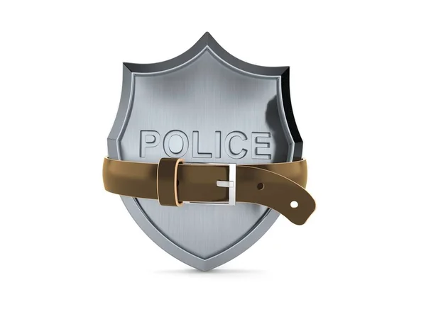 Distintivo Della Polizia Schiacciato Cintura Isolata Sfondo Bianco Illustrazione — Foto Stock