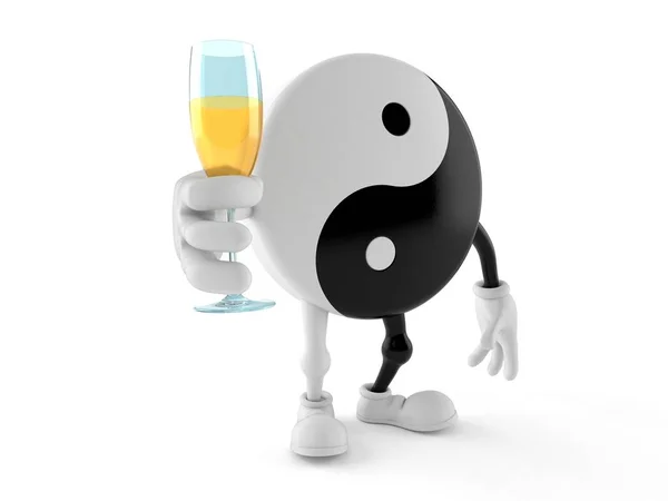 Jing Jang Character Toasting Isolated White Background Illustration — Stock Photo, Image