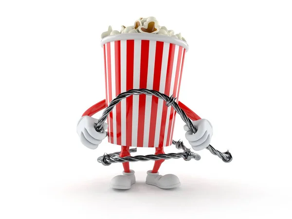 Popcorn Figur Mit Stacheldraht Isoliert Auf Weißem Hintergrund Illustration — Stockfoto