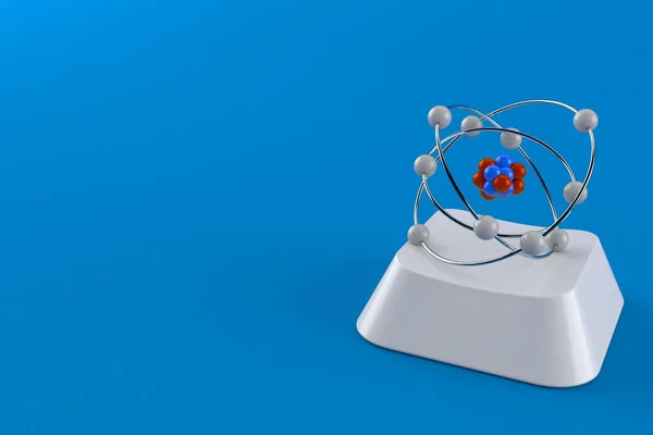 Atomo Sulla Chiave Del Computer Isolato Sfondo Blu Illustrazione — Foto Stock