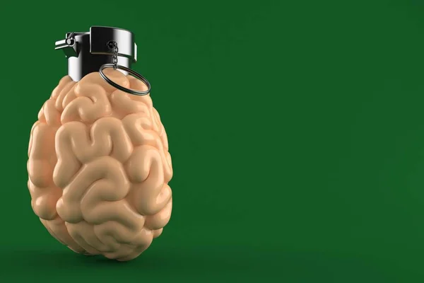 Brain bomb isolated on green background. 3d illustration