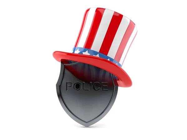 Distintivo Polizia Con Cappello Usa Isolato Sfondo Bianco Illustrazione — Foto Stock
