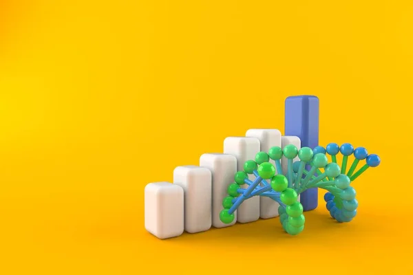 Dna Met Grafiek Geïsoleerd Oranje Achtergrond Illustratie — Stockfoto