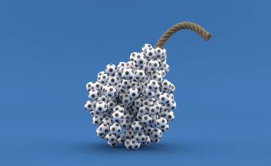 Bomba mavi arka planda zardan yapılmış. 3d illüstrasyon