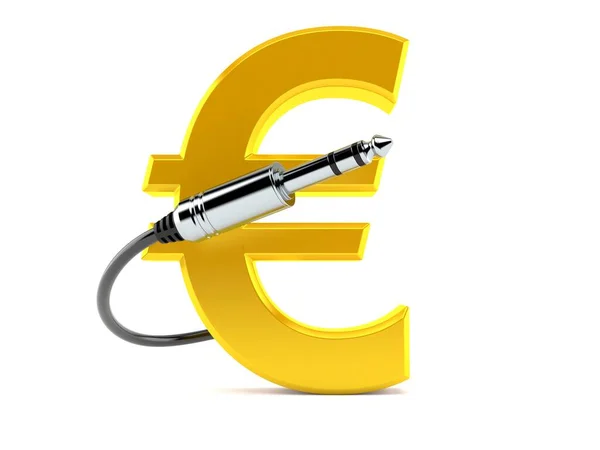 Euro Valuta Con Cavo Audio — Foto Stock