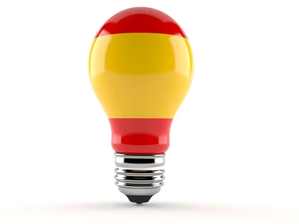 Žárovka Španělskou Vlajkou Izolované Bílém Pozadí Ilustrace — Stock fotografie