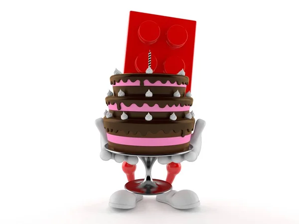 배경에서 케이크를 장난감 캐릭터 — 스톡 사진