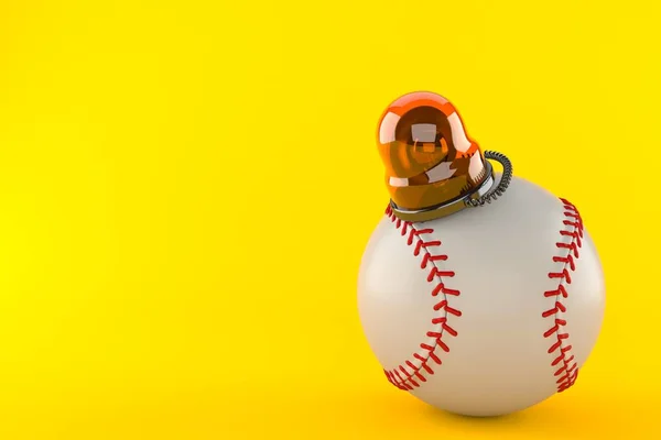 Balle Baseball Avec Sirène Urgence Isolée Sur Fond Orange Illustration — Photo