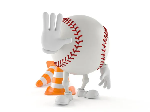 白を基調としたストップジェスチャーの野球キャラクター 3Dイラスト — ストック写真