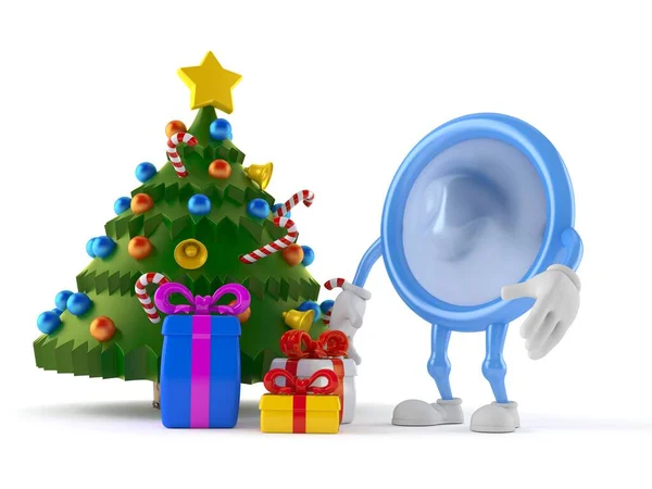 Kondom Charakter Mit Weihnachtsbaum Und Geschenken Isoliert Auf Weißem Hintergrund — Stockfoto