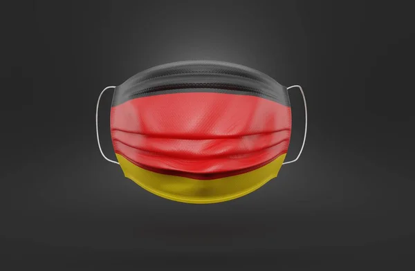 Medizinische Maske Mit Deutscher Fahne Auf Grauem Hintergrund Illustration — Stockfoto