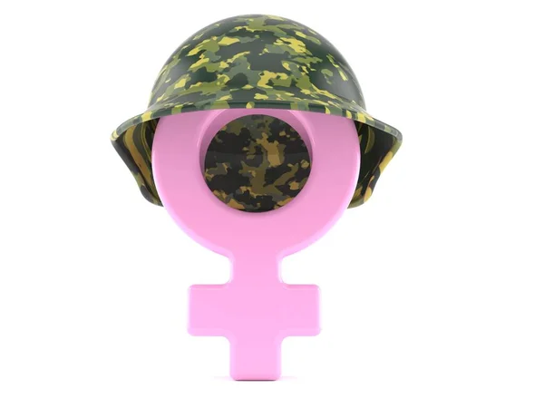 Symbole Genre Féminin Avec Casque Militaire Isolé Sur Fond Blanc — Photo