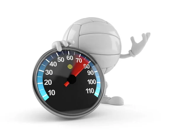 Volley Ball Character Speed Meter Isolated White Background Illustration — Stock Photo, Image