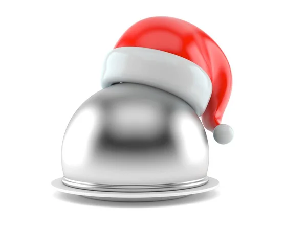 Cupola Catering Con Cappello Babbo Natale Isolato Sfondo Bianco Illustrazione — Foto Stock