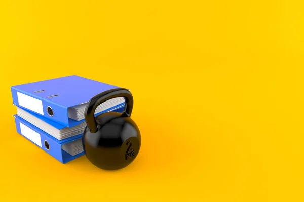 Kettlebell Con Raccoglitori Anello Isolati Fondo Arancione Illustrazione — Foto Stock