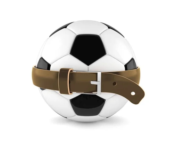 白い背景に隔離されたタイトなベルトでサッカーボール 3Dイラスト — ストック写真