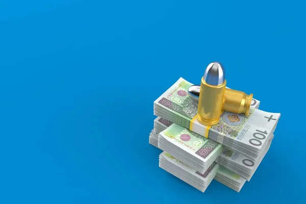 Kugel Auf Geldstapel Isoliert Auf Blauem Hintergrund Illustration — Stockfoto