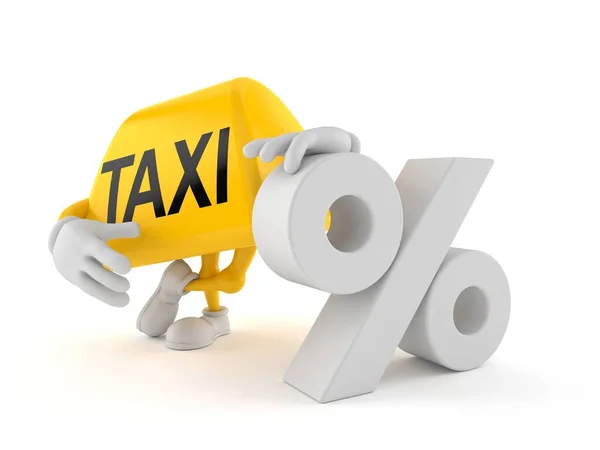 Personagem Táxi Com Símbolo Percentual Isolado Fundo Branco Ilustração — Fotografia de Stock