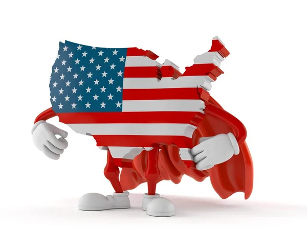 Usa Character Hero Cape Isolated White Background Illustration — Stock Photo, Image