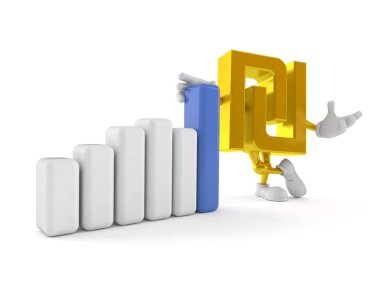 Grafiği beyaz arkaplanda izole edilmiş Shekel karakteri. 3d illüstrasyon