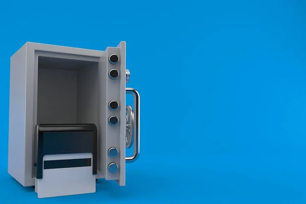 青の背景に隔離された安全な内部のラバースタンプ 3Dイラスト — ストック写真