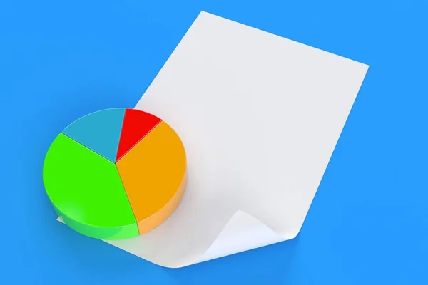 Pie chart with blank sheet of paper