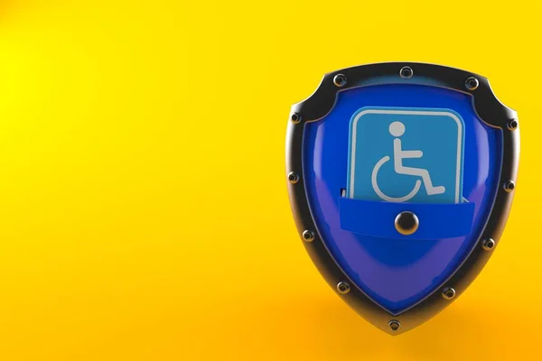 Handicap Símbolo Dentro Escudo Isolado Fundo Laranja Ilustração — Fotografia de Stock