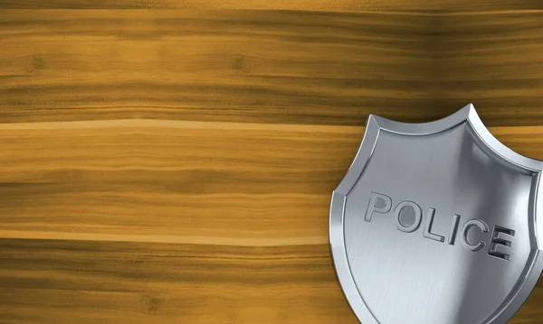 Politie Badge Houten Achtergrond Illustratie — Stockfoto