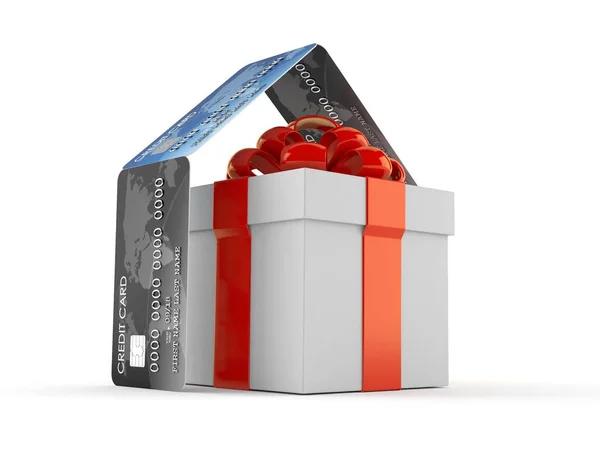 Gift Box House Credit Cards — Stock Photo, Image