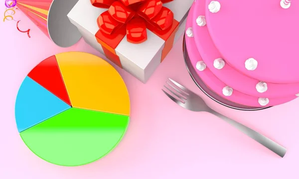 Pie Chart Birthday Cake Gift — Stock Photo, Image