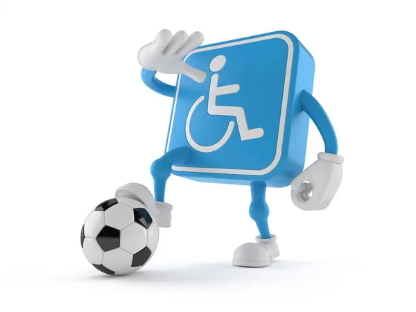 Personaggio Handicappato Con Pallone Calcio Isolato Sfondo Bianco Illustrazione — Foto Stock