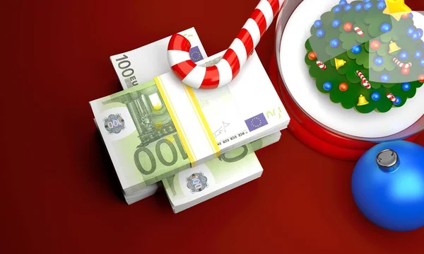 Monnaie Euro Avec Ornement Noël — Photo